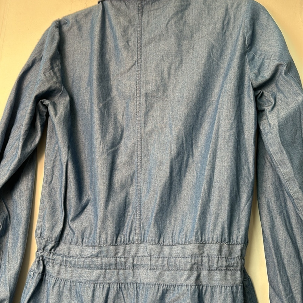 Boden Blue Chambray Denim Cotton Long Sleeve Drawstring Waist Dress Size 6 - Picture 7 of 7